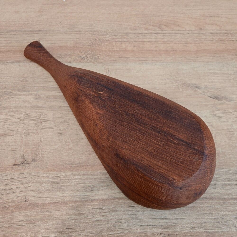 Stig Sandqvist Long 14.5" Teak Divided Wood Bowl Organic Design Marked Sweden SS - Picture 5 of 9